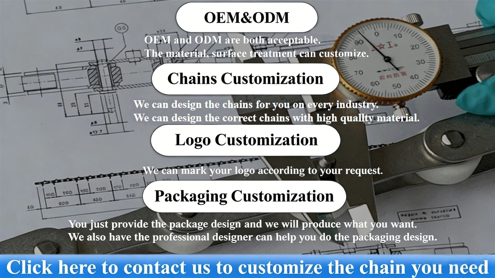 S type and C / CA type steel agricultural roller chains with attachments S type and C / CA type steel agricultural roller chains with attachments - Hangzhou Ocean Industry